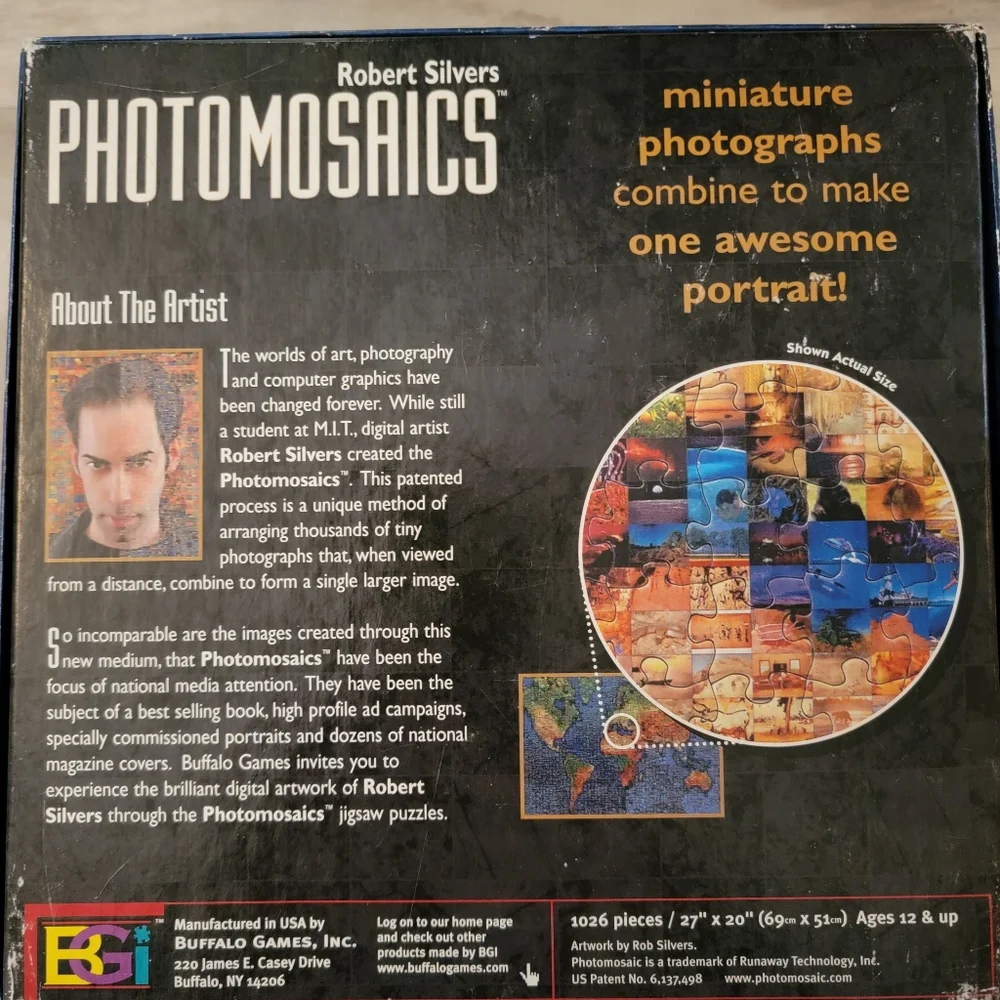 BGI Puzzles Robert Silvers Photomosaics Dolphin 1000 Miniature Photographs 27X20